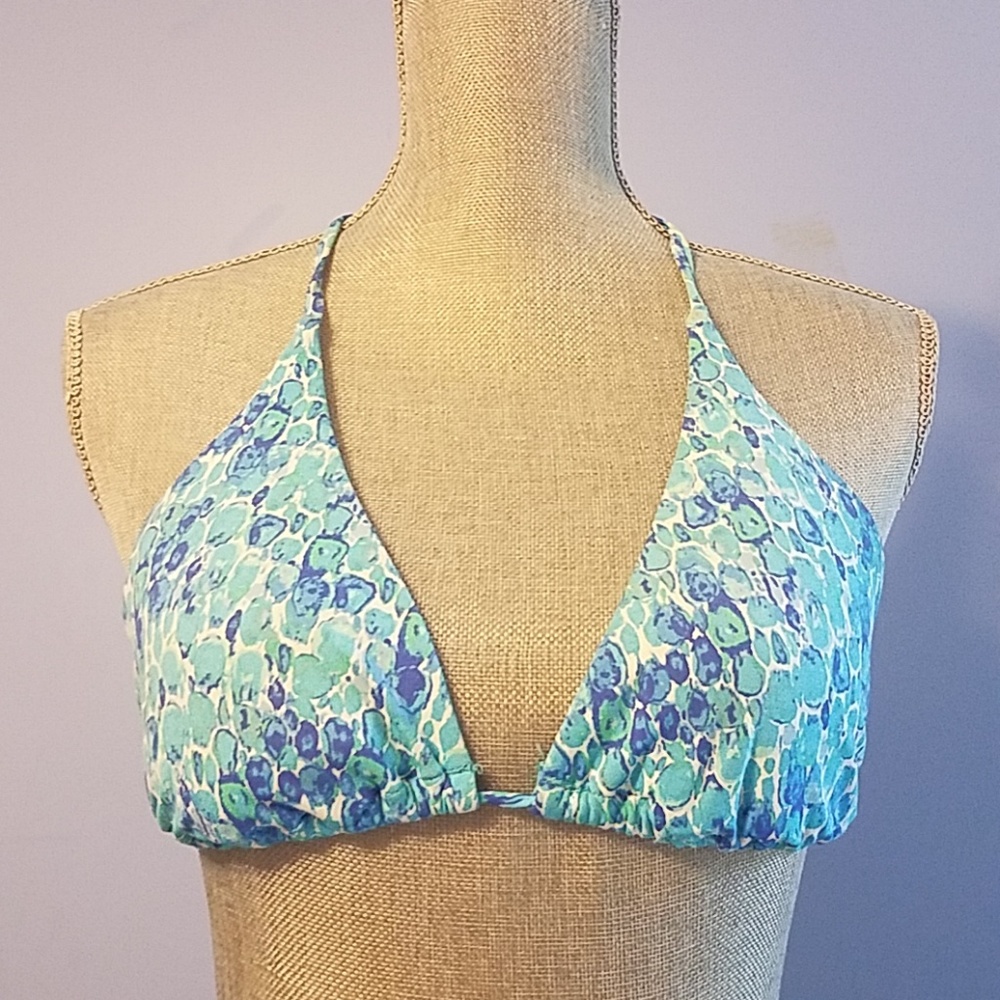 Blue & white snakeskin pattern bikini top